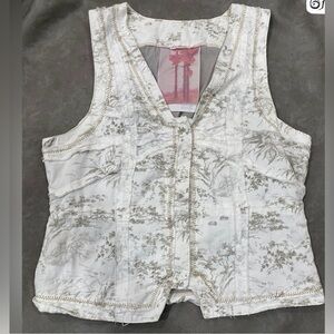 Anthropologie Hei Hei Floral Toile Ruffle Back Vest Size 12
